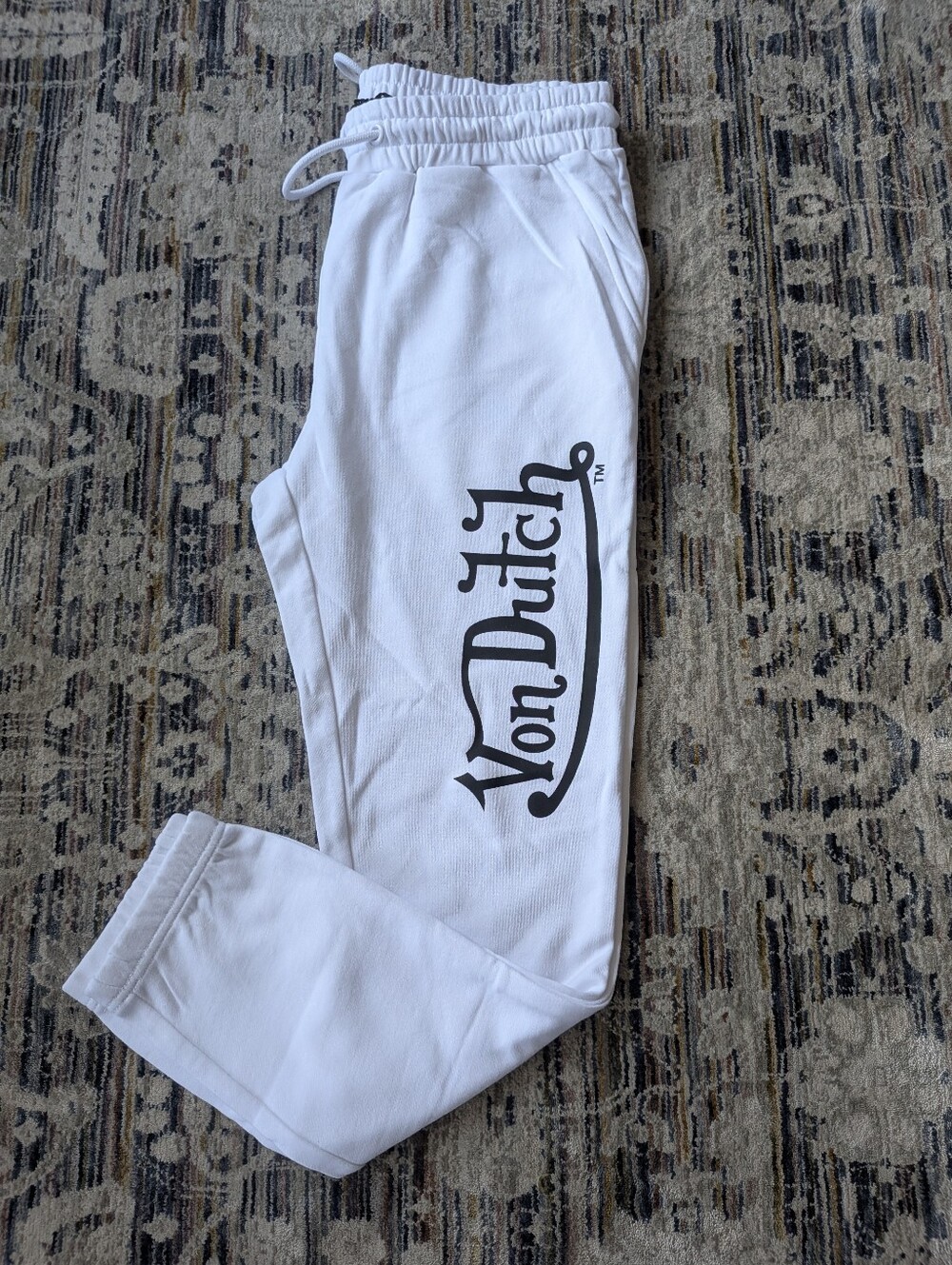 Von Dutch White Logo Sweatpants Joggers Size M NWT Y2K Streetwear